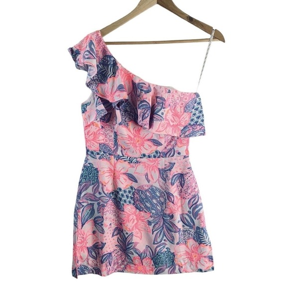 Lilly Pulitzer Kipton Romper Womens Size 4 Pink Isle Snappy Turtle NWT $218 - Picture 5 of 13